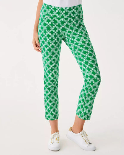 Lilly Pulitzer Corso Kick Flare Pant UPF 50+ in Bamboo Green Open Butterfly Pattern