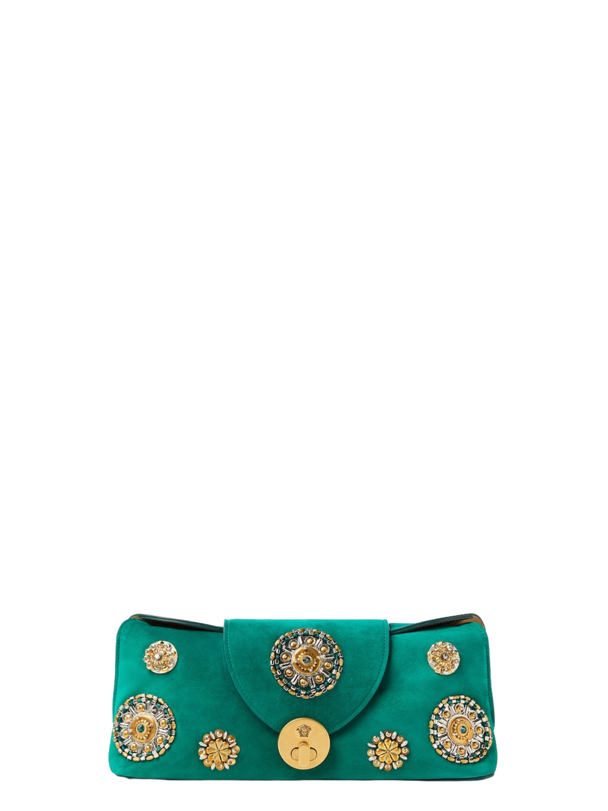 Versace Clutch Calf Leather in Emerald Gold