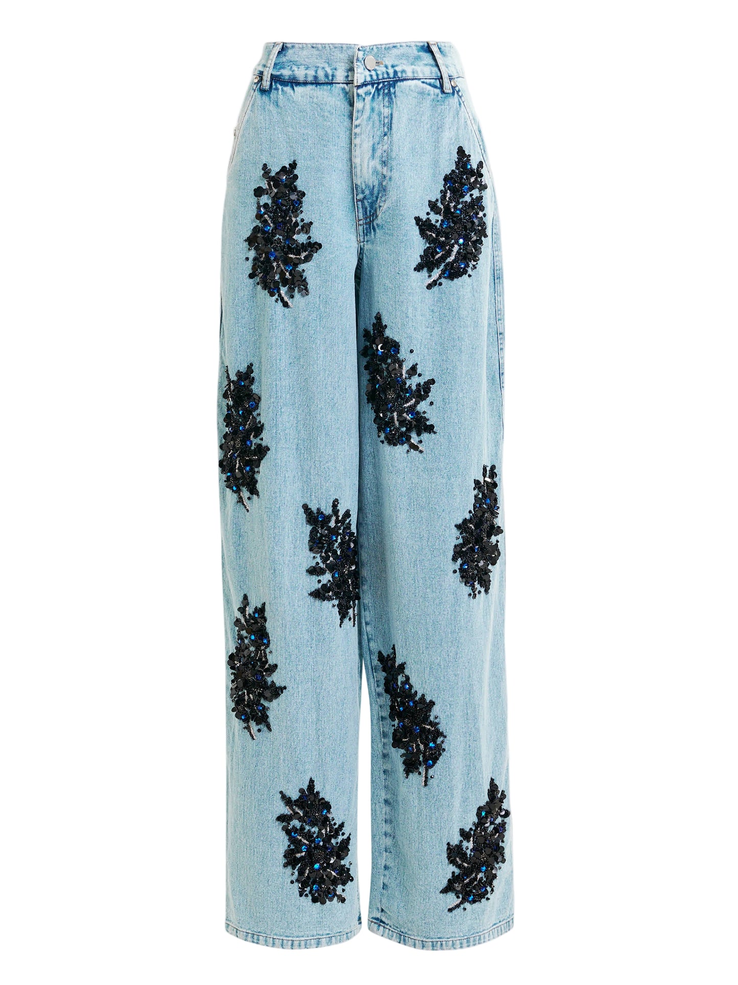 Essentiel Antwerp Embellished Wide-Leg Jeans in Blue and Black