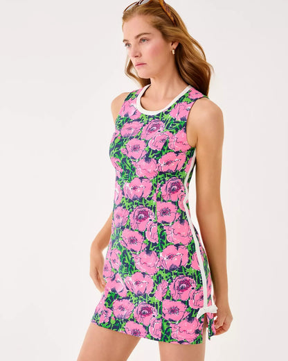 Lilly Pulitzer Mela Active Dress UPF 50+ in Low Tide Navy Florrie