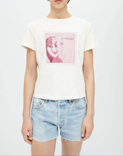 Re/Done Classic Tee Drink Wine in Vintage White
