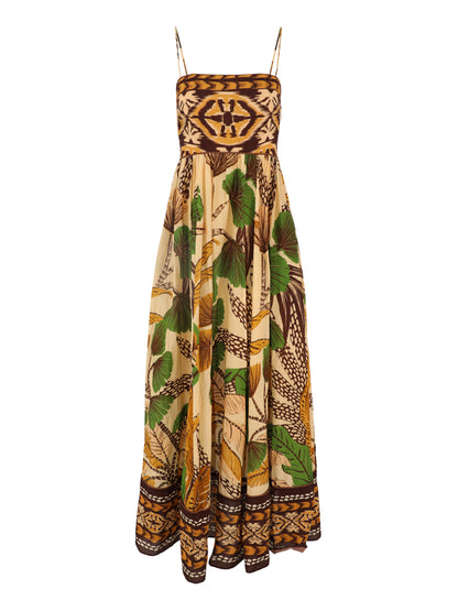 Farm Rio Maxi Dress in Foliage Sketch Sand