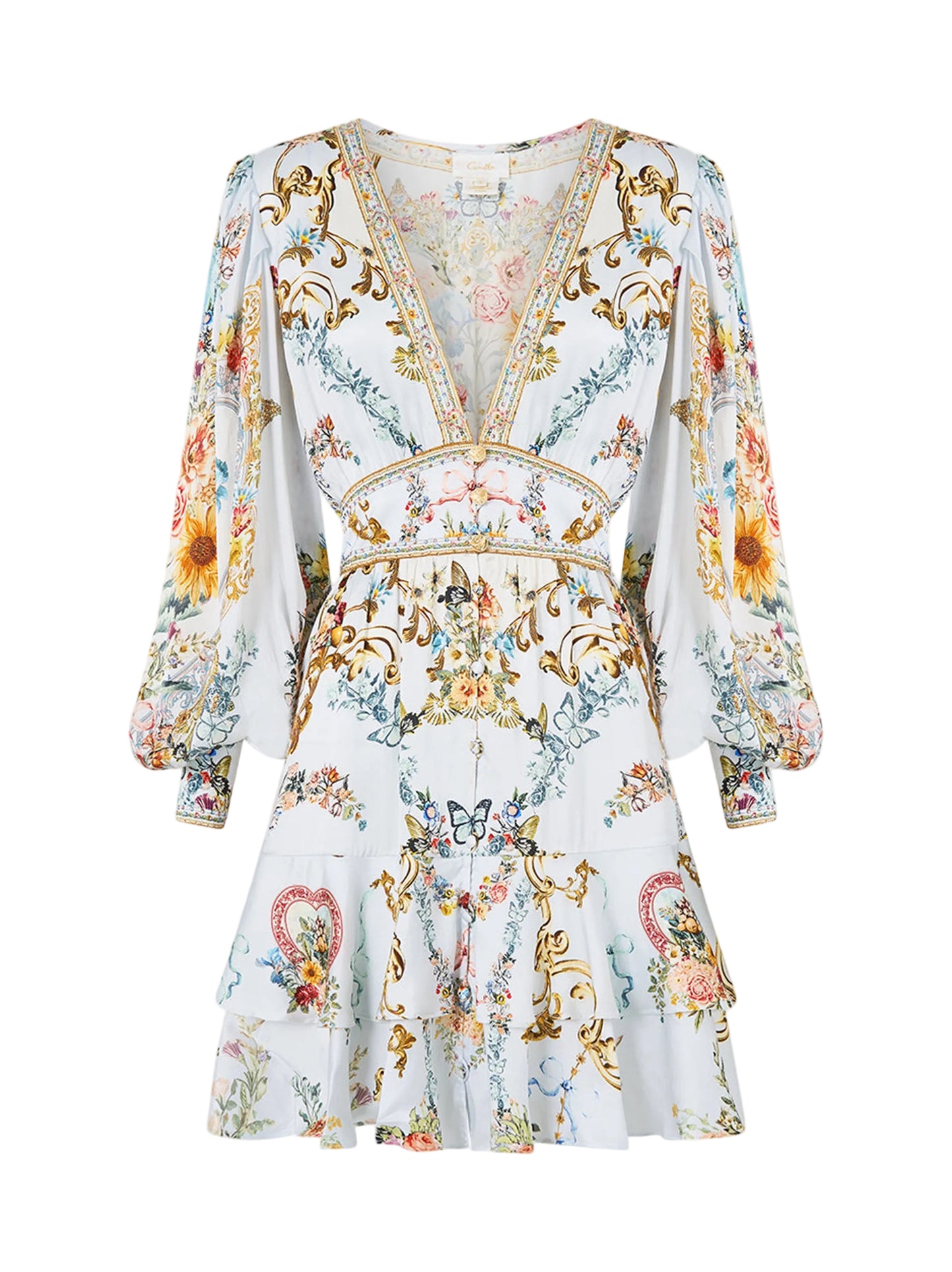 Camilla Button Front Frill Dress in Serville Sweetheart