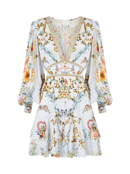 Camilla Button Front Frill Dress in Serville Sweetheart