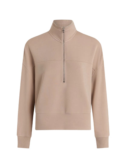 Varley Kayleigh Half Zip Sweat in Mushroom