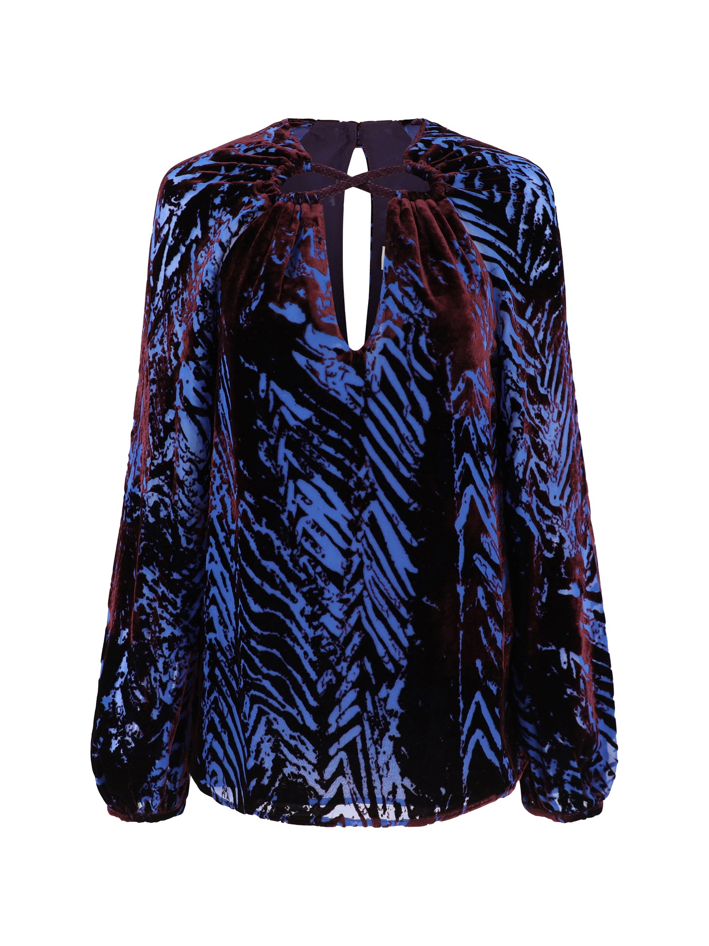 Silvia Tcherassi Ximena Velvet Burnout Blouse in Eggplant