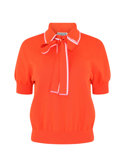 Essentiel Antwerp Polo With Bow in Combo Nectarine