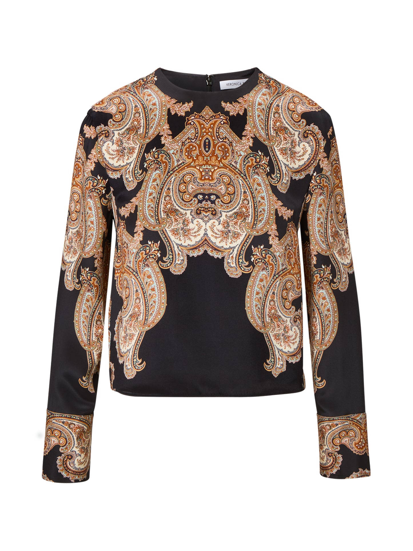 Veronica Beard Karisse Paisley Silk Blouse in Black Multi