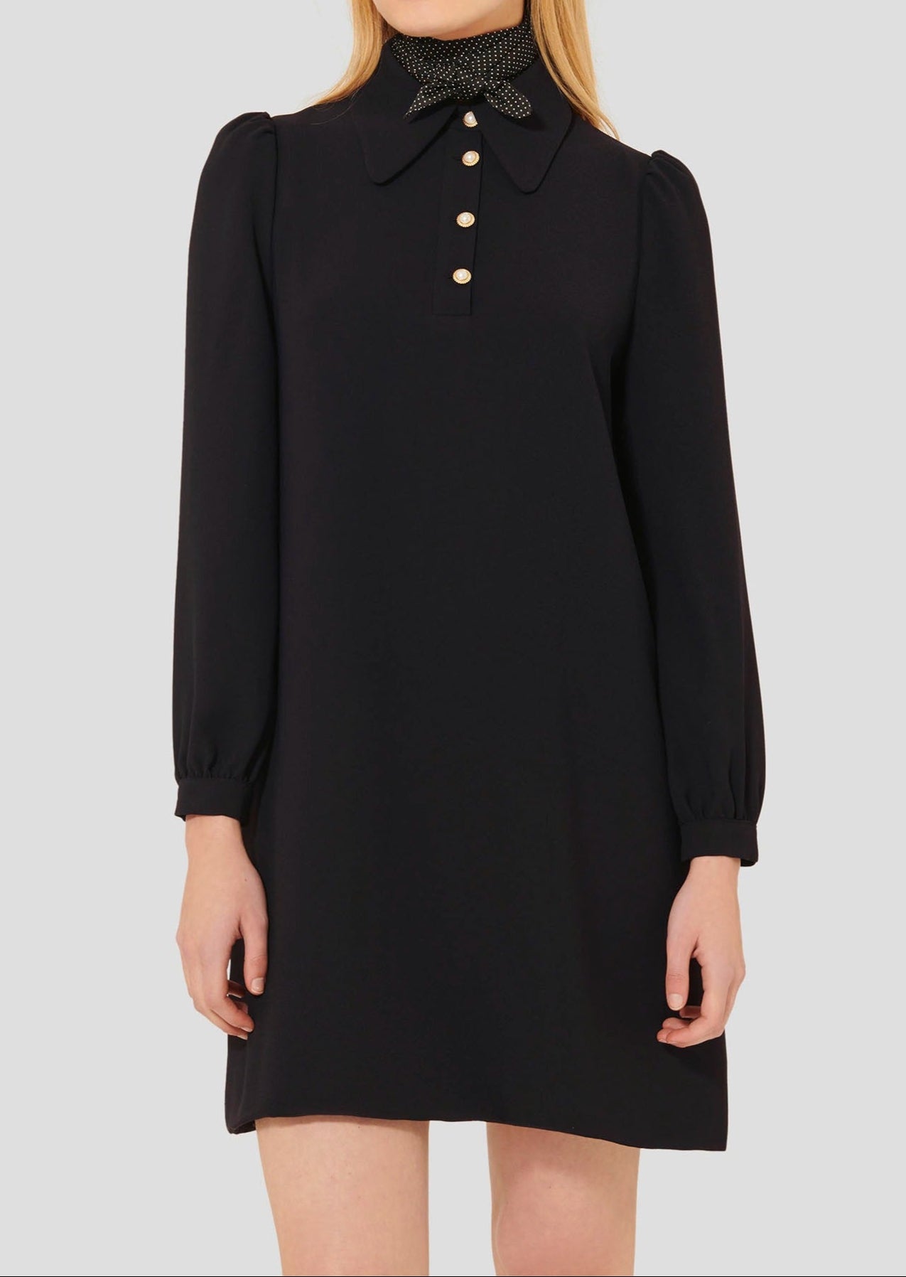 Tara Jarmon Rolfo Black Crepe Dress in Nuit