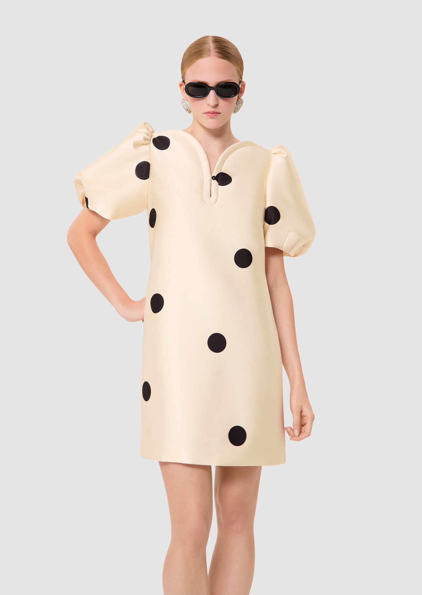 Tara Jarmon Romina Ecru Polka Dots Print Dress