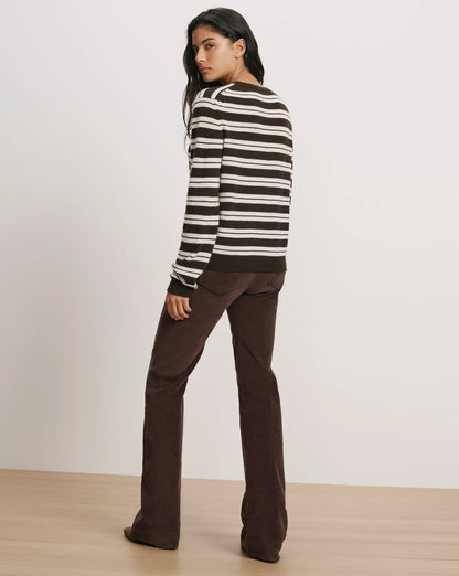 Veronica Beard Frankie Cashmere Pullover in Espresso/Ivory