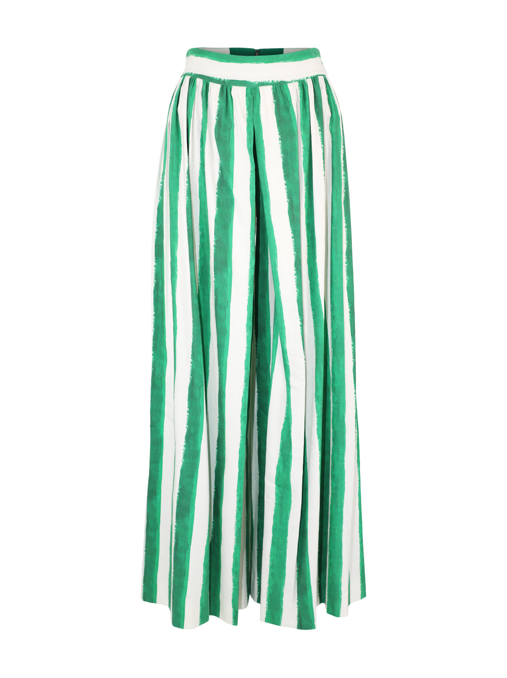 Alice + Olivia Samara High Rise Pleated Pants in Painted Stripe/Emerald
