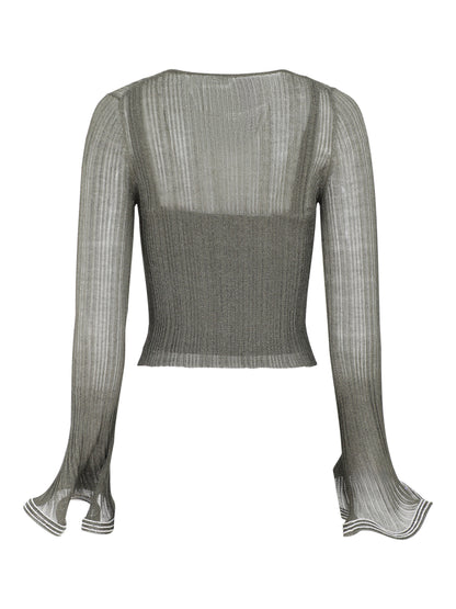Simkhai Maebry Crewneck Top in Gun Metal