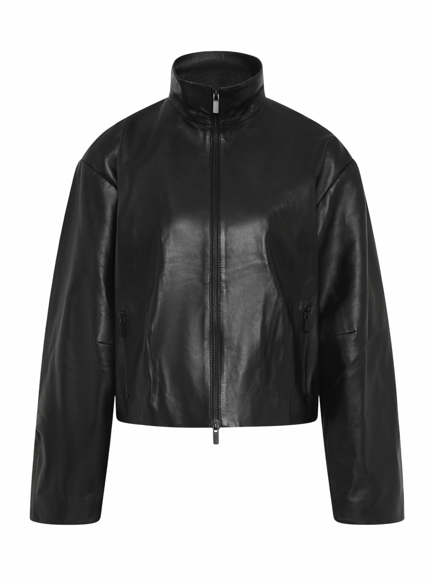 St. Agni Cocoon Zip Leather Jacket in Black
