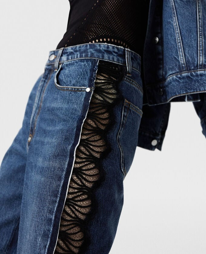 Stella McCartney Lace Insert Jeans in Blue Vintage Denim