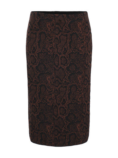 Stella McCartney Textured Snake Jacquard Skirt in Brown/Black