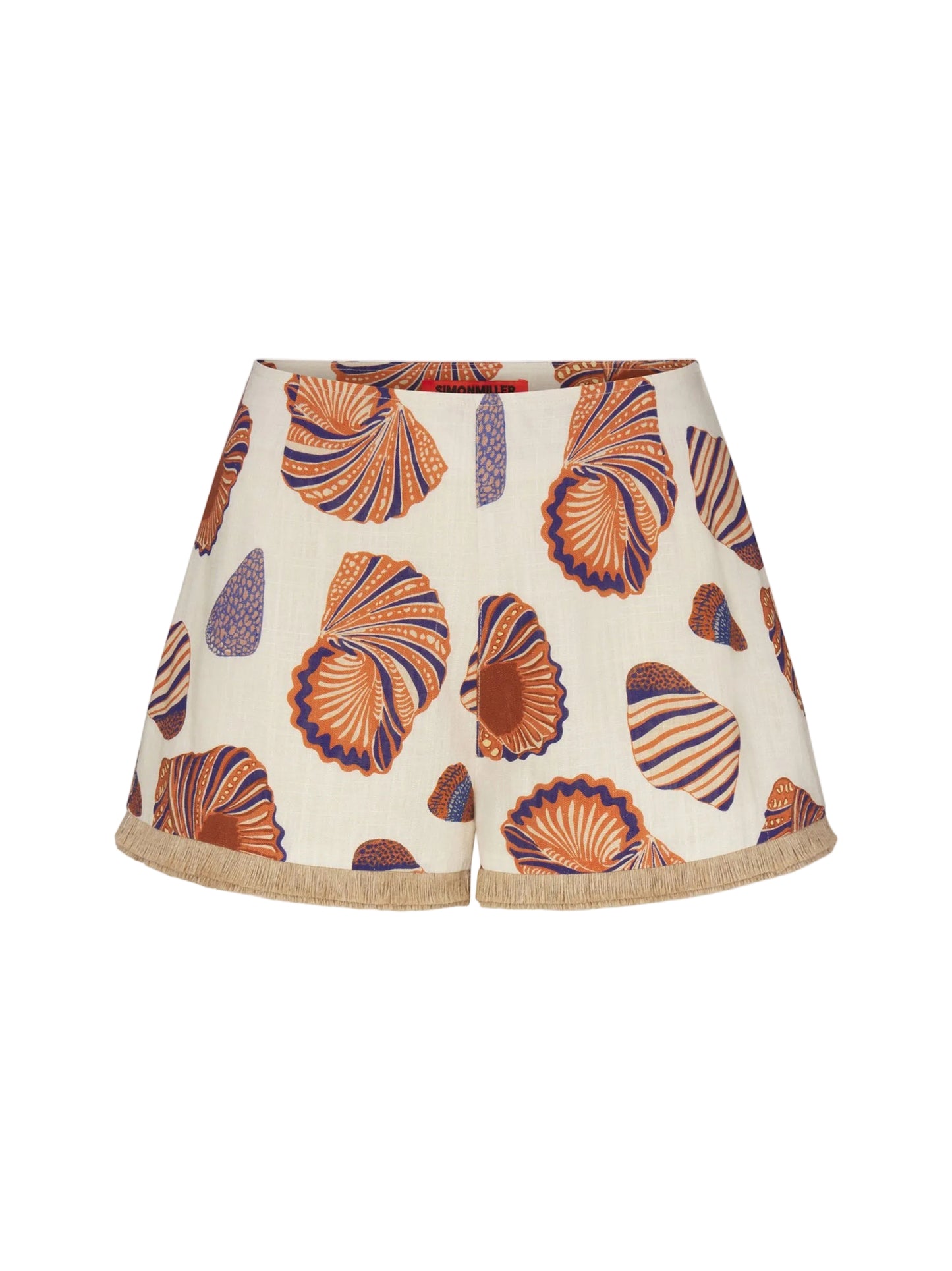 Simon Miller Mina Linen Fringe Short in Natural Shell