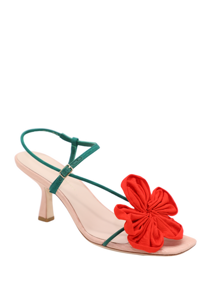 Loeffler Randall Frank Red/Green Moiré Flower Sandal