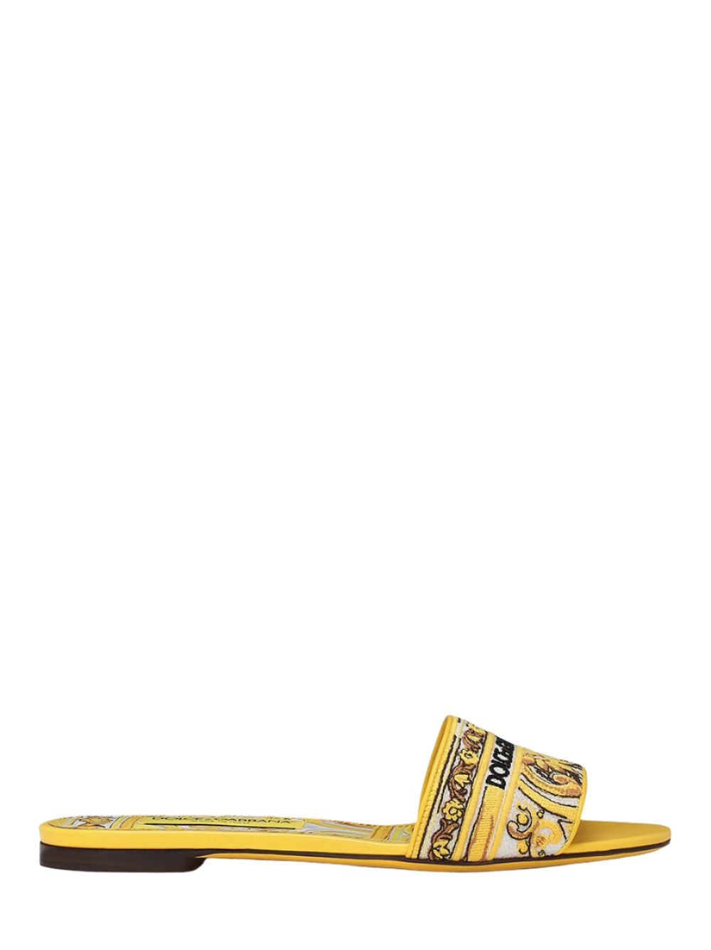 Dolce & Gabbana Sliders With Yellow Embroidered Majolica Pattern