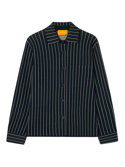 Guest in Residence Pinstripe Work Shirt in Navy/Butter