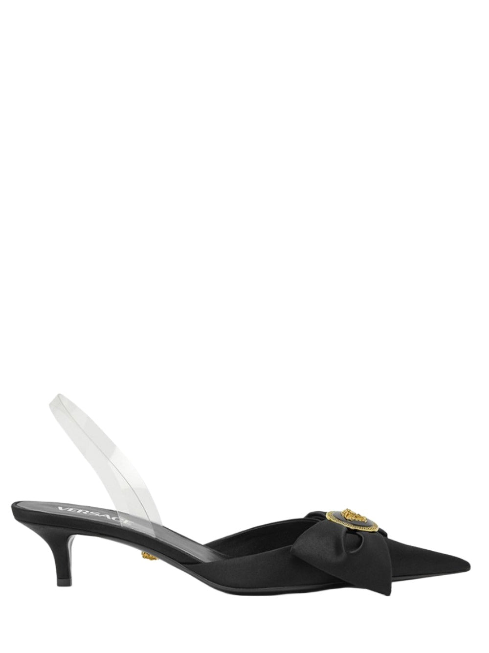 Versace Alia Slingback Pumps in Black/Versace Gold