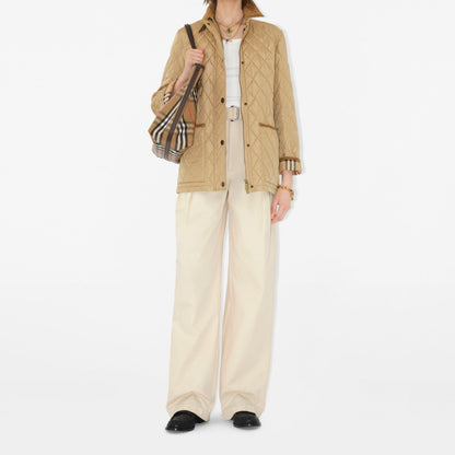 Burberry Quilted Nylon Barn Jacket in Flax
