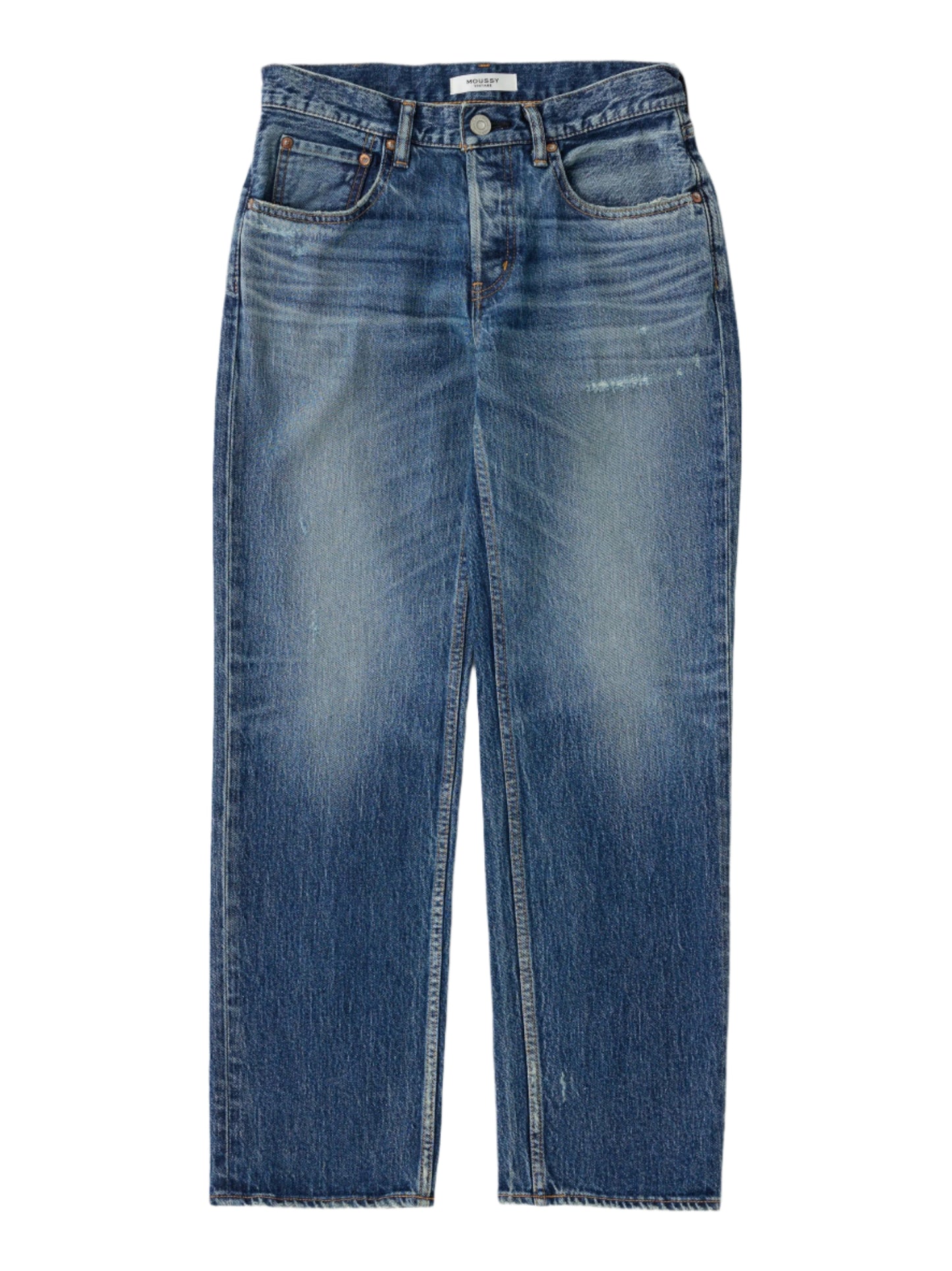 Moussy Vintage MV Cedarhurst Low-Rise Straight Jeans in Blue