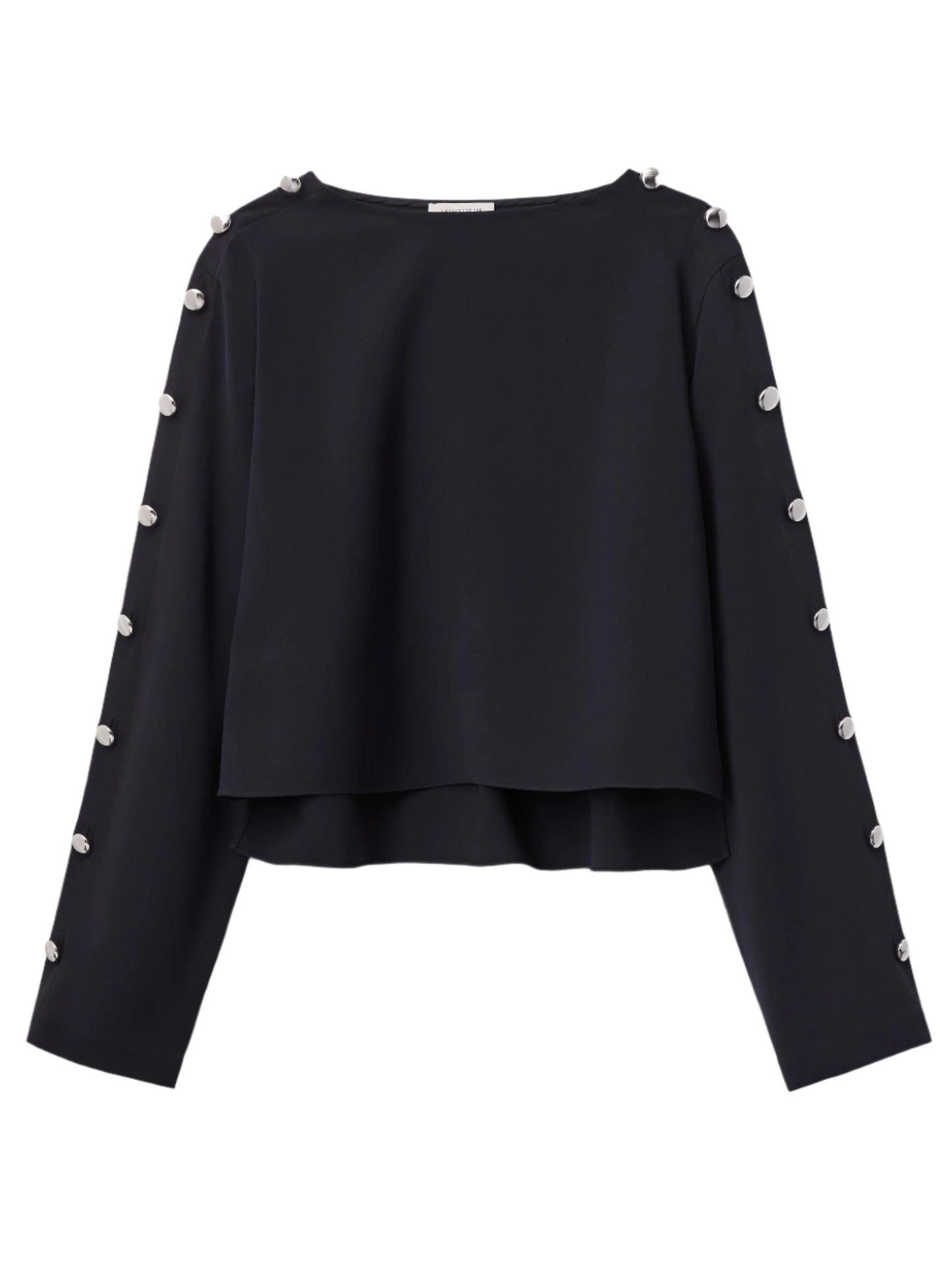 Lafayette 148 Crepe Button Sleeve Blouse in Ink Blue