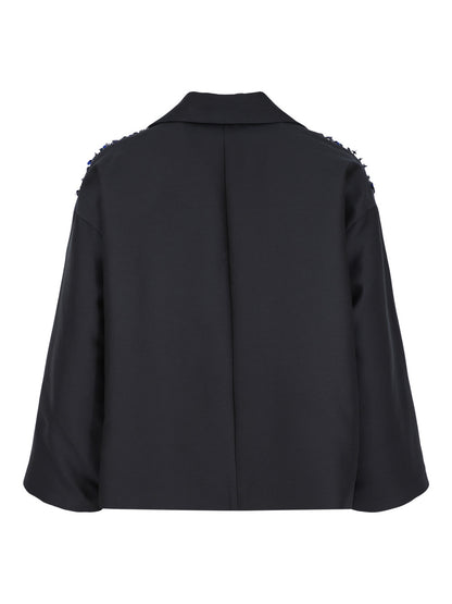 Fabiana Filippi Cotton and Silk Mikado Jacket in Blu Notte