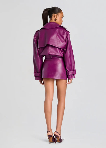 Retrofête Valerie Leather Skirt in Violette