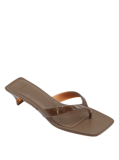 Vince San Juan Jelly Heeled Thong Sandal in Saddle