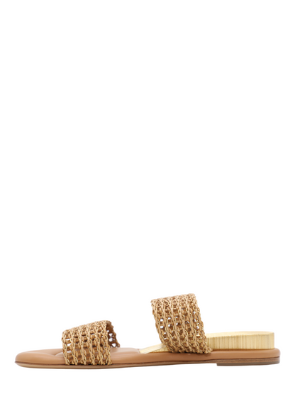 Casadei Zeppa Blade Goldeneye Sandal in Oro-Natural