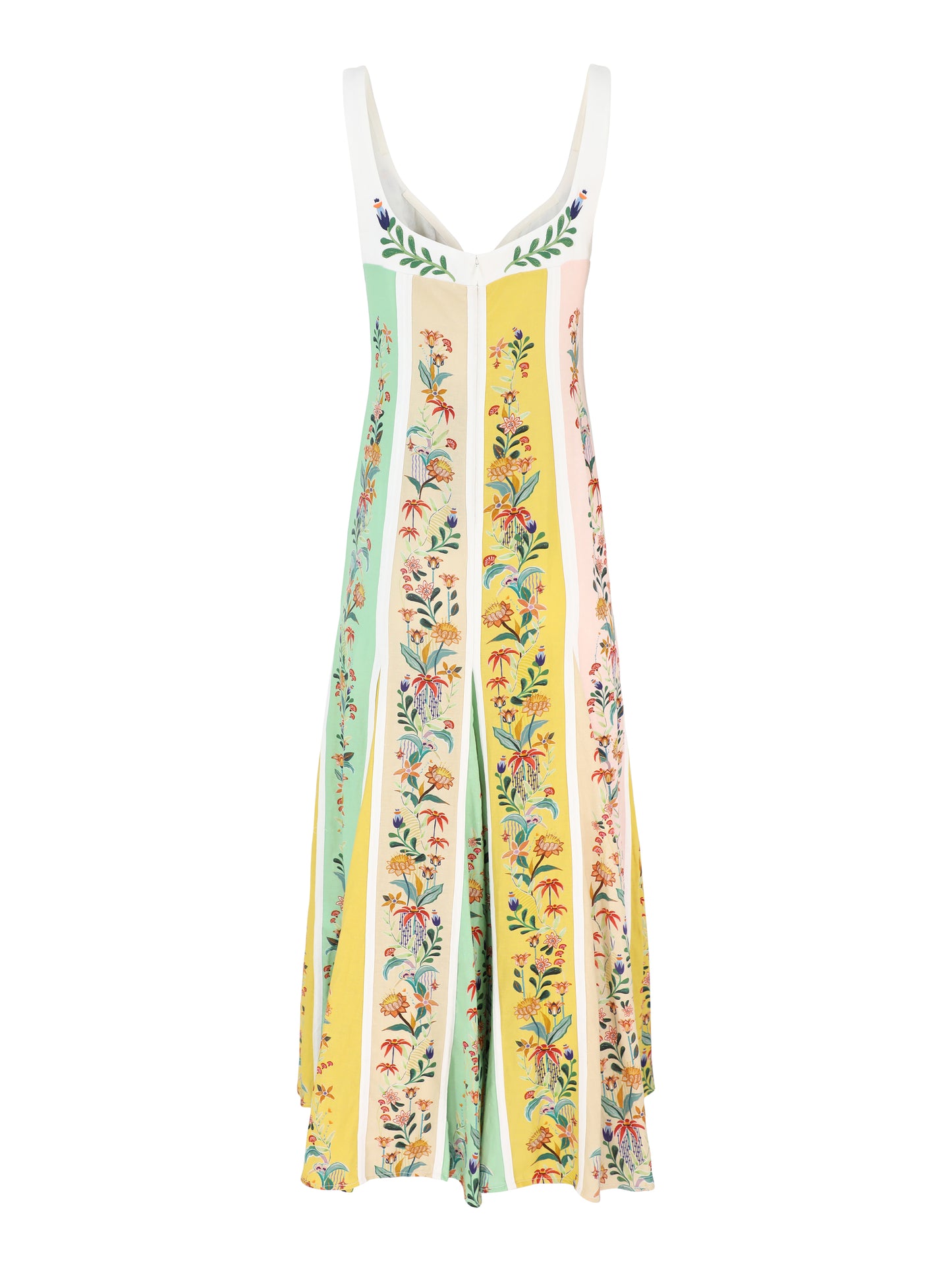 Farm Rio Multicolor Maxi Dress in Delicate Floral Stripes