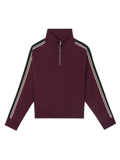 Splits59 Goldie French Terry Oversized Half Zip in Dark Cherry/Black