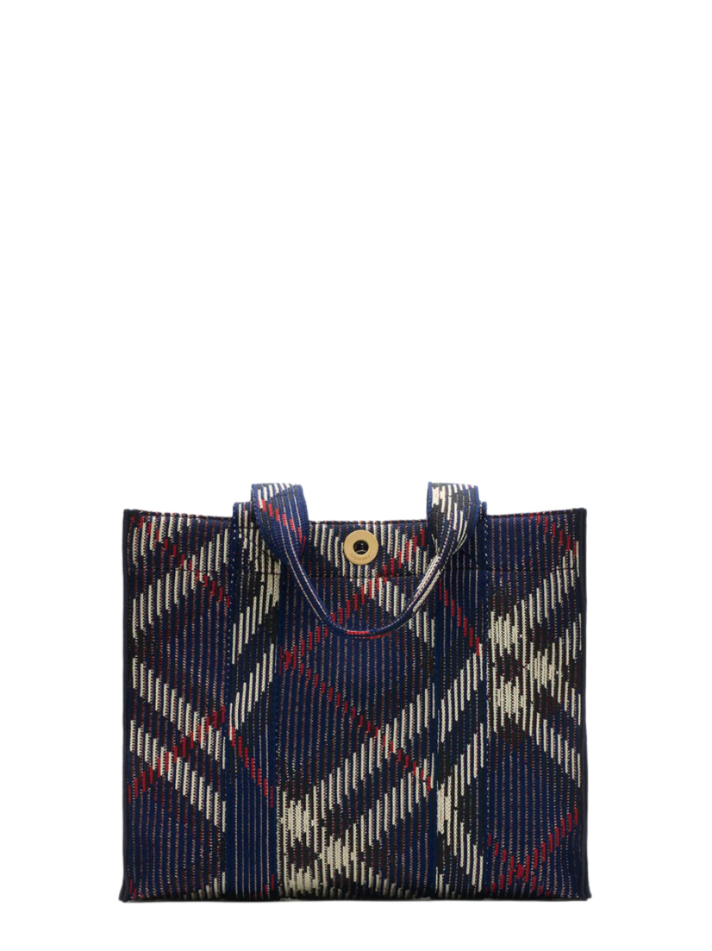 Burberry Small Check Knitted Tote in Marine