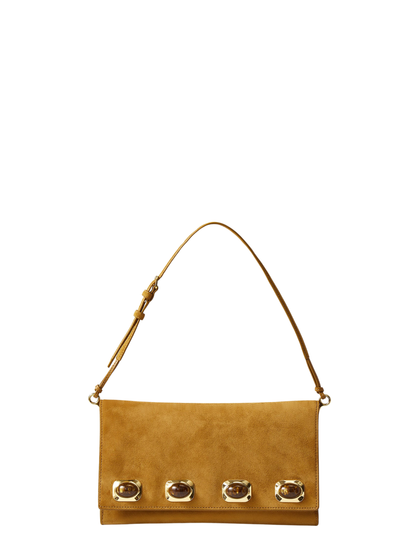 Veronica Beard Cabochon Stone Embellished Edit Bag in Acorn