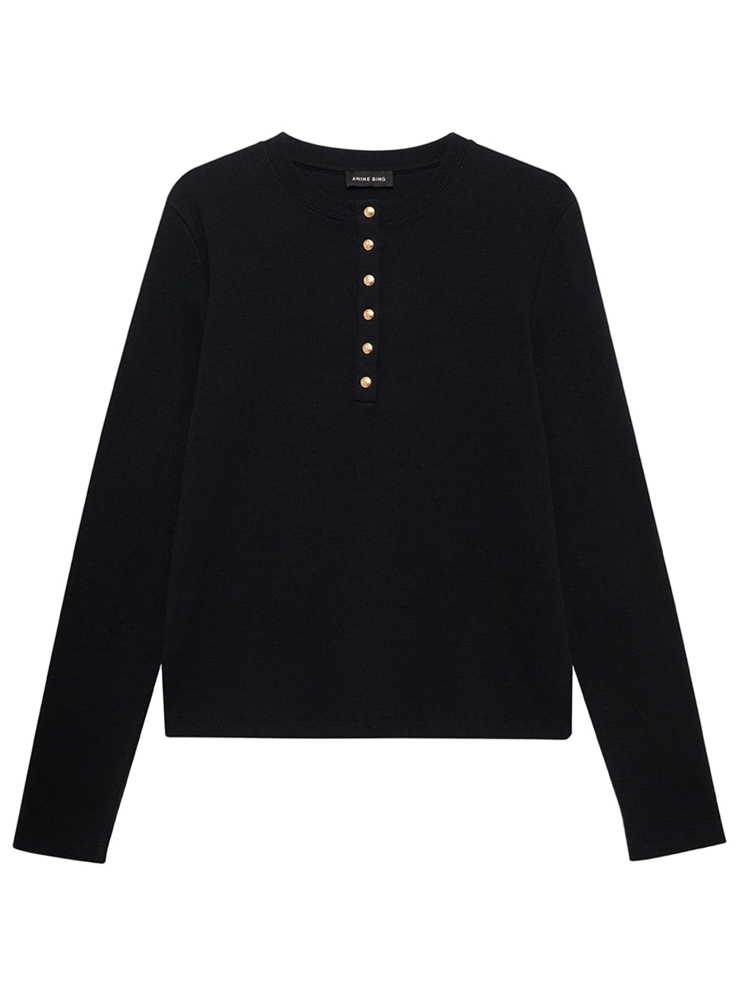 Anine Bing Alessia Long Sleeve Tee in Black