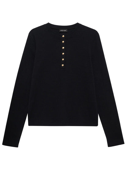 Anine Bing Alessia Long Sleeve Tee in Black
