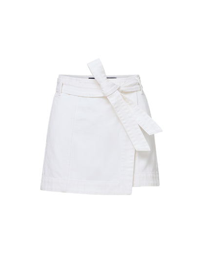 Veronica Beard Agee Belted Wrap Skort in White