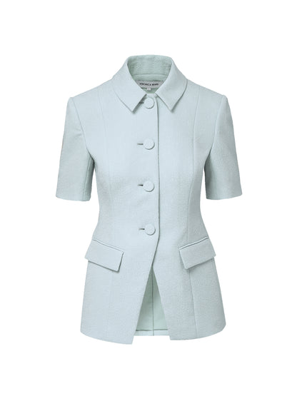 Veronica Beard Bodie Jacquard Jacket in Blue Stream
