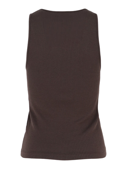 Vince Pima Cotton Henley Tank in Dark Coffee