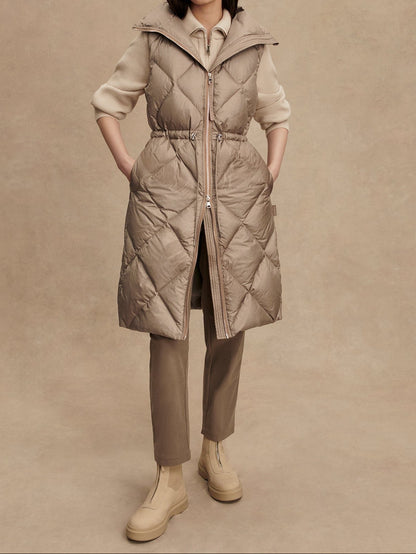 Varley Navine Long Down Gilet in Portabella Metallic