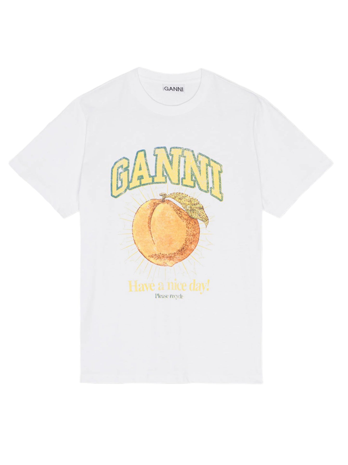 Ganni Basic Jersey Peach Relaxed T-Shirt in Bright White