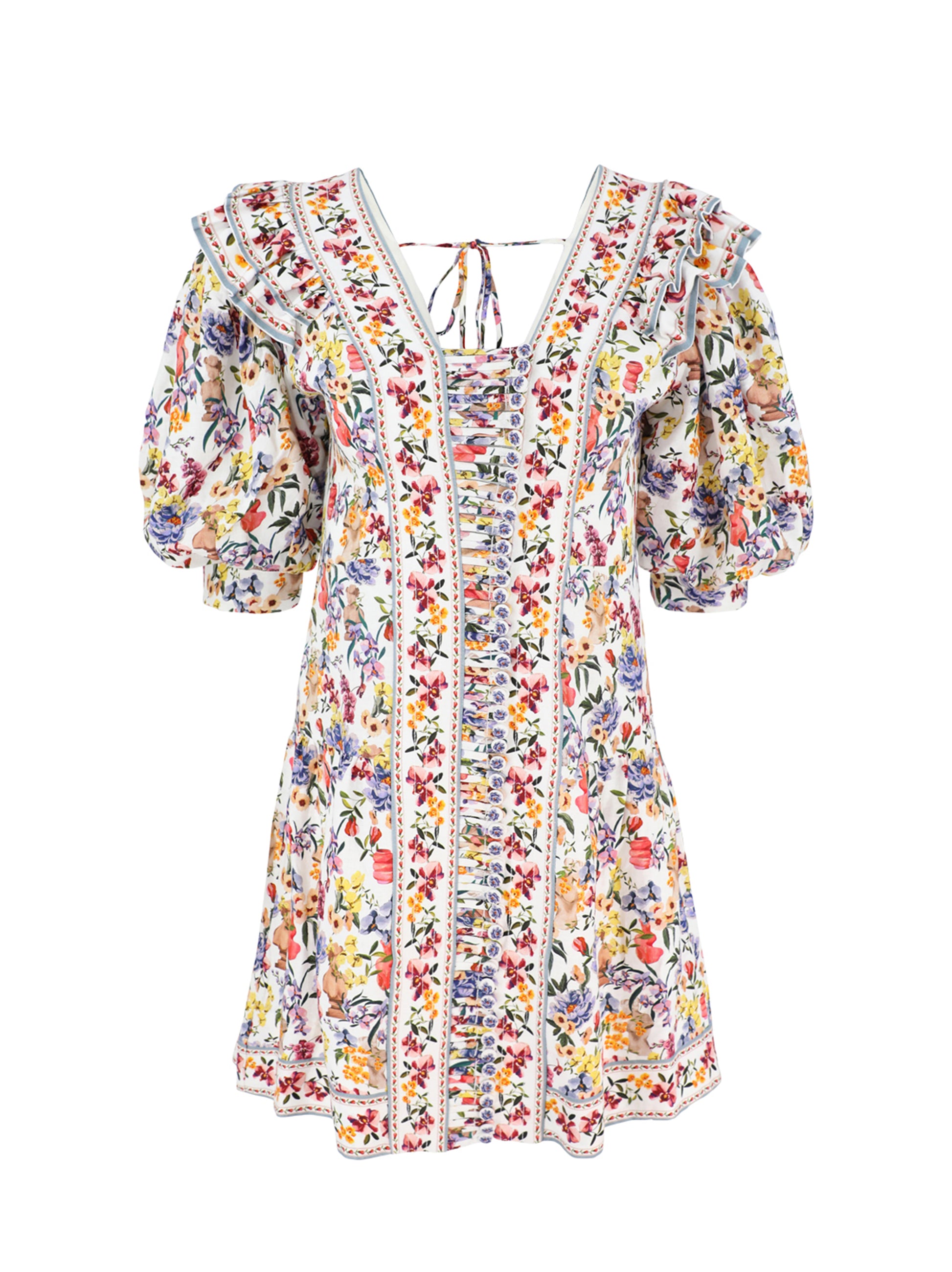 Farm Rio Topstitched Yoke Mini Dress in Greek Garden Off-White – Leigh's of  Breton Village