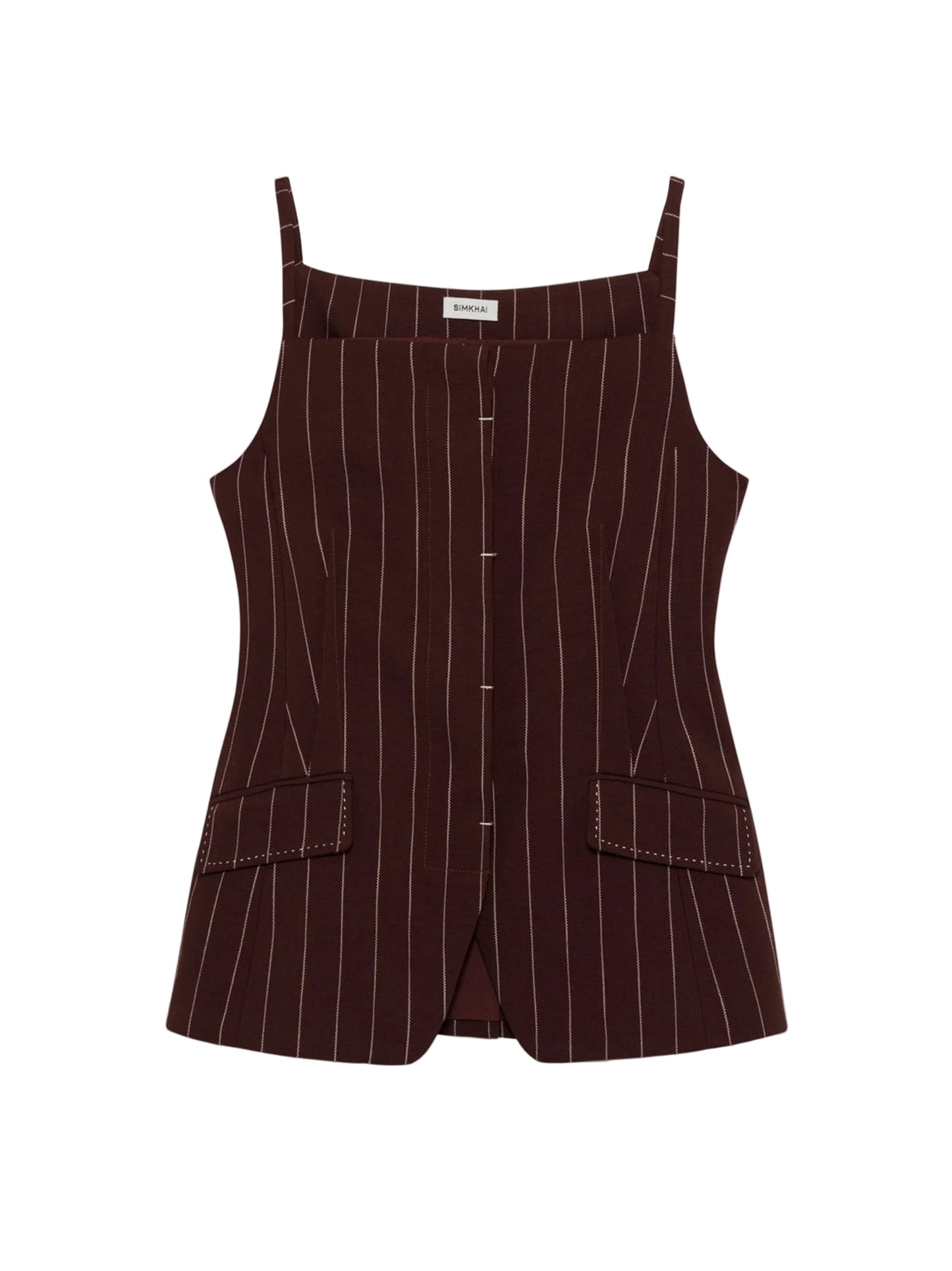 Simkhai Edie Square Neck Top in Mahogany Stripe