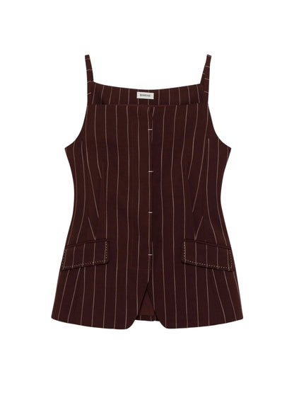Simkhai Edie Square Neck Top in Mahogany Stripe