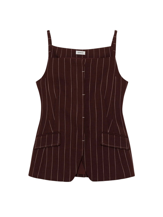Simkhai Edie Square Neck Top in Mahogany Stripe