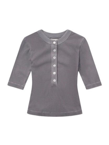 7 For All Mankind Nali Short Sleeve Henley in Balboa