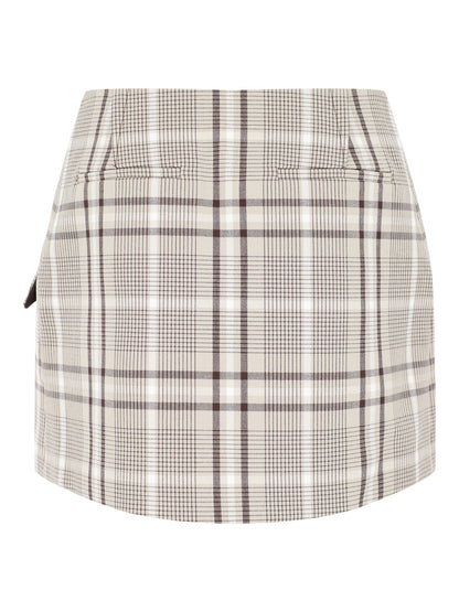 Simkhai Payton Wrap Mini Skirt in Sand Plaid