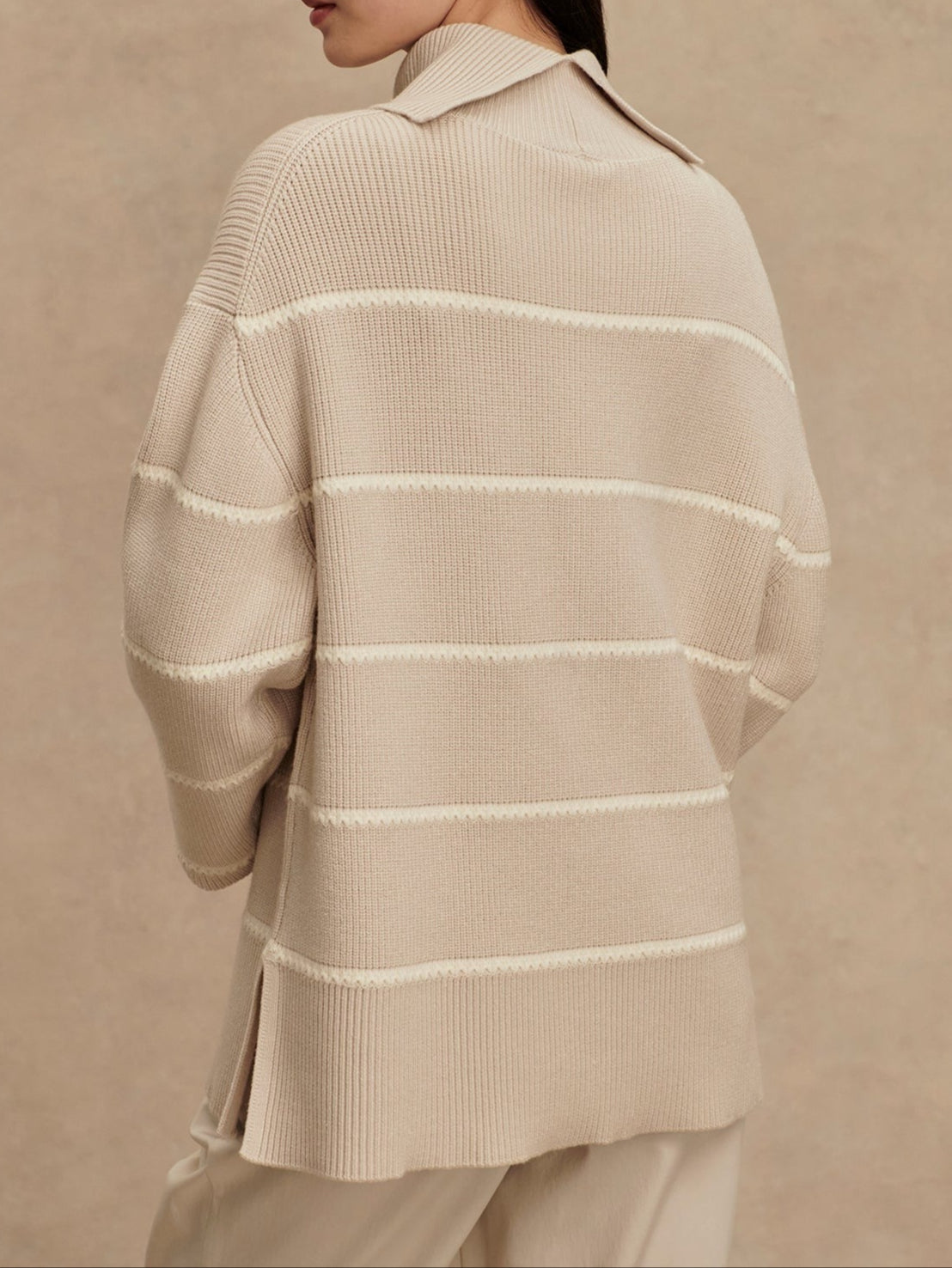 Varley Hamish Stitch Knit Sweater in Silver Birch